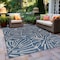 World Rug Gallery Contemporary Tropical Leaves Weather Resistant Indoor/Outdoor Area Rug 5' x 7' Blue 4031BLUE5X7 - alternate 2